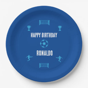 Prato De Papel Banner de aniversário de futebol
