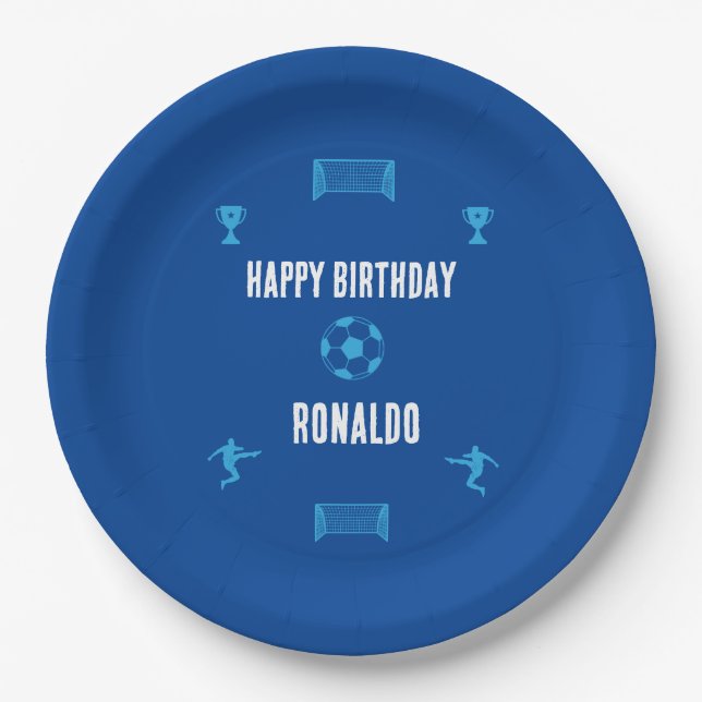 Prato De Papel Banner de aniversário de futebol (Frente)