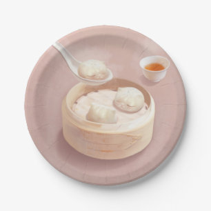 Prato De Papel Bao Buns Steamed com Tea