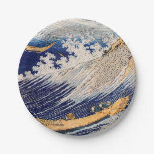 Prato De Papel Barcos de Pesca do Oceano Hokusai Ondas