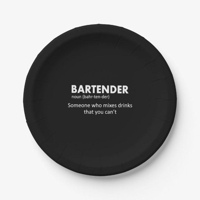 Prato De Papel Barman Funny Bartender Definição Beer Vodka Wh (Frente)