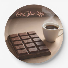Prato De Papel Barra de Chocolate Doce e Xícara de Café Personali