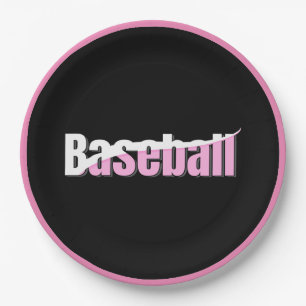 Prato De Papel Baseball Abstract Swish - Arte de Palavras Feminin