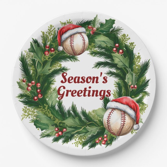 Prato De Papel Baseball de Boné papai noel personalizável (Frente)