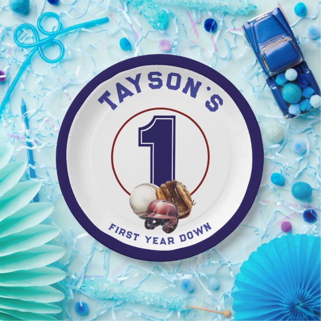 Prato De Papel Baseball First Year Down 1st Birthday (Festa)