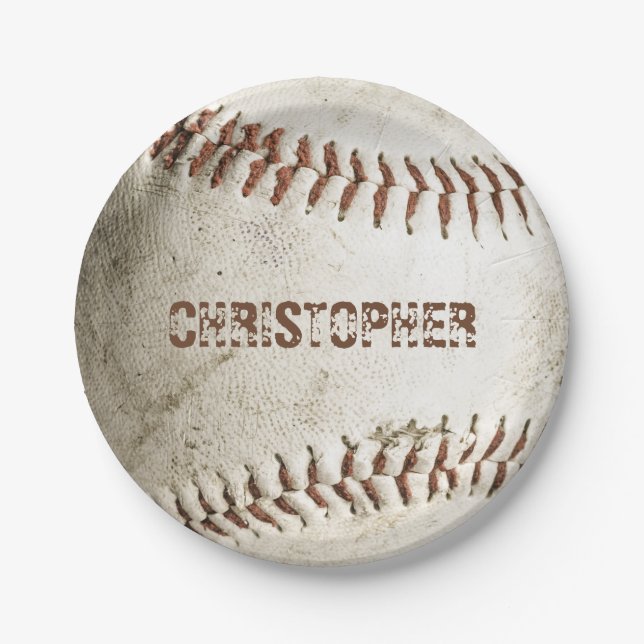 Prato De Papel Baseball Vintage Personalizado (Frente)