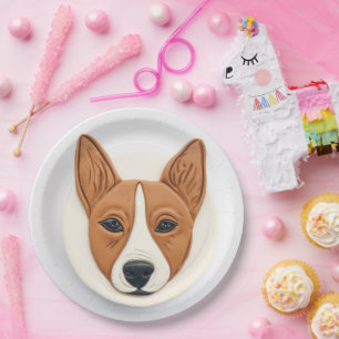 Prato De Papel Basenji Dog 3D Inspirado