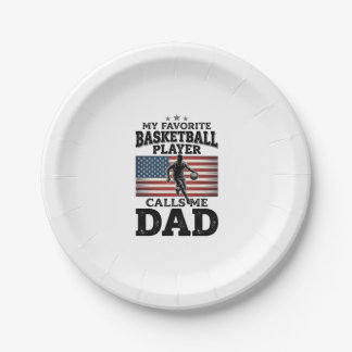 Prato De Papel Basketball Dad Patriotic Vintage Engraving T-Shirt
