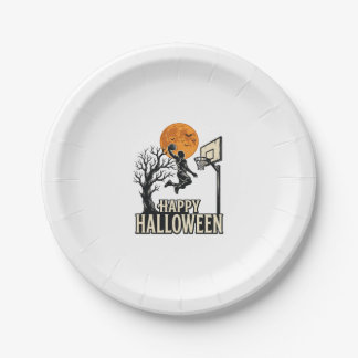 Prato De Papel Basquete de Halloween Feliz Halloween Esporte Vint