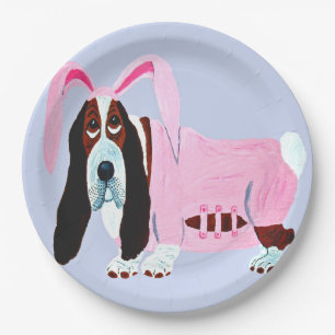 Prato De Papel Basset Hound de terno de coelho