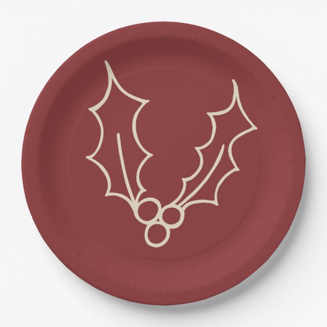 Prato De Papel Basta Coleção de Natal - Holly (Frente)