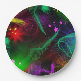 Prato De Papel Bat/Bar Mitzvah Pintura Neon em Espalhamento 