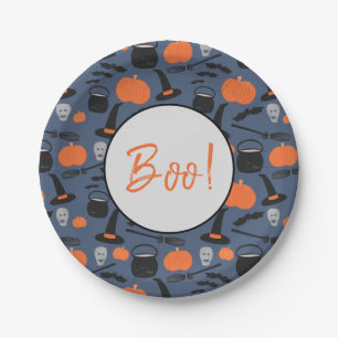 Prato De Papel Bat da Bruxa de Halloween Boo Broomstick