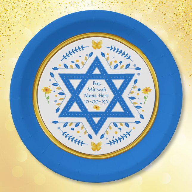 Prato De Papel Bat Mitzvah Paper Plates. Personalizado (Bat Mitzvah Plates and Napkins. Bat Mitzvah party supplies, Bat Mitzvah party for girls. Bat Mitzvah)