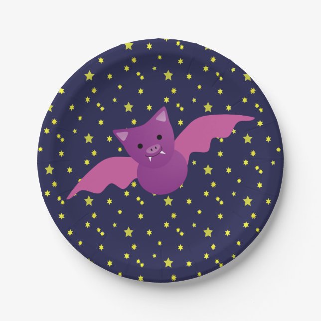 Prato De Papel Bat Rosa Bonito (Frente)