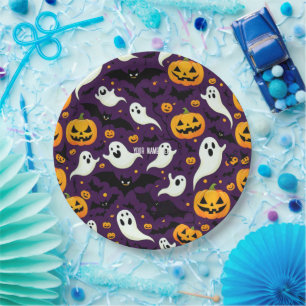 Prato De Papel Bats do Halloween Pumpkin assustador Pumple