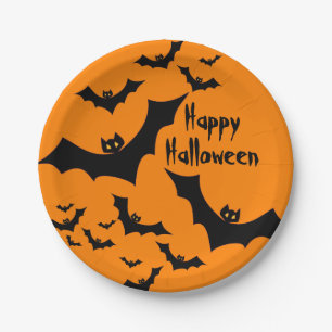 Prato De Papel Bats Happy Halloween Festa