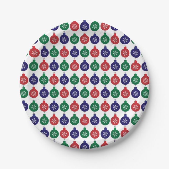 Prato De Papel Bauble Pattern - Natal Colorido (Frente)
