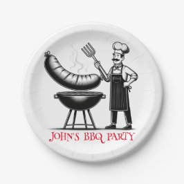 Prato De Papel BBQ Party Personalized Chef