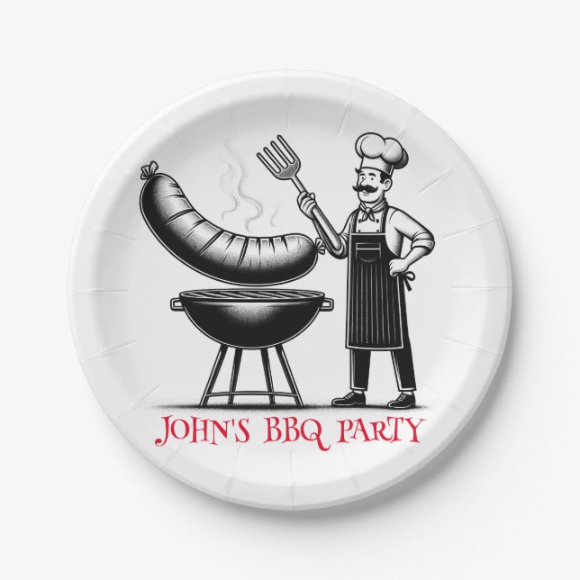Prato De Papel BBQ Party  Personalized Chef  (Frente)