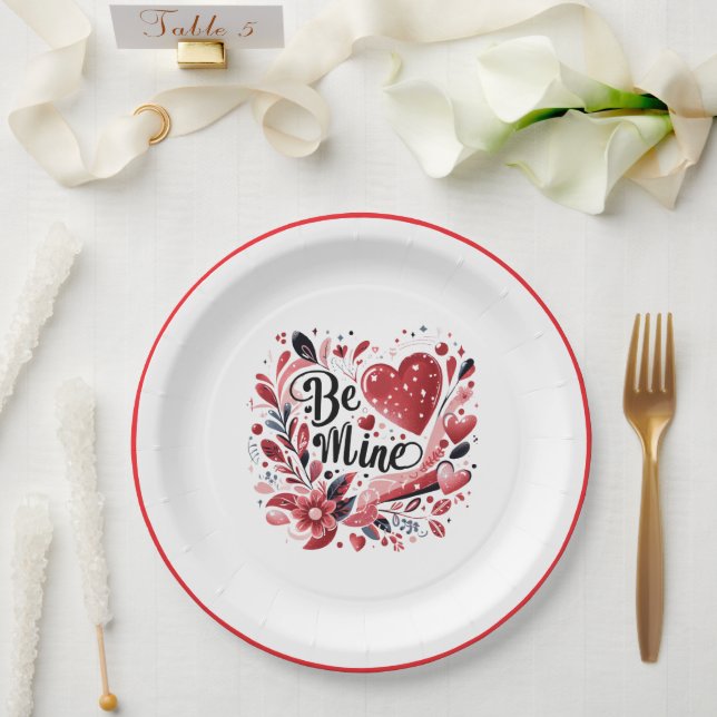 Prato De Papel Be Mine Paper Plate (Casamento)