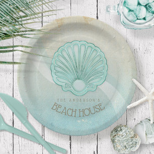 Prato De Papel Beach House Clam Shell Aqua Blue ID623