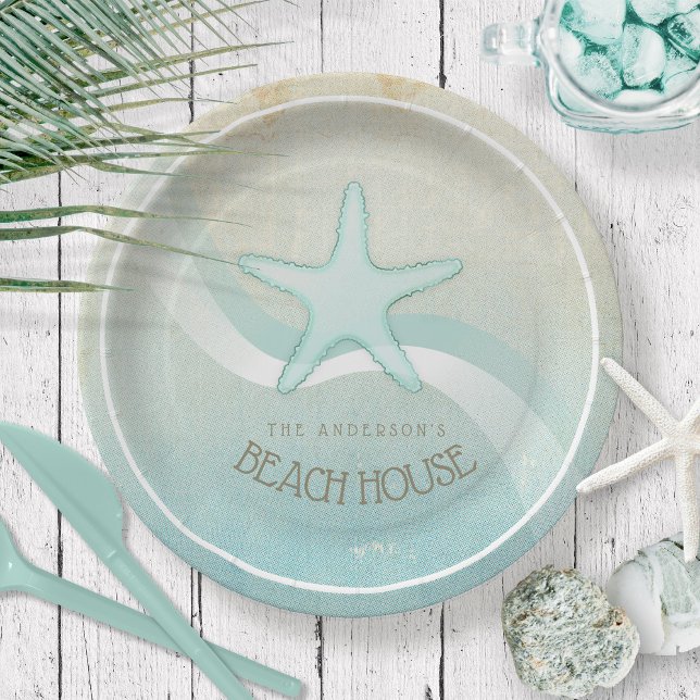 Prato De Papel Beach House - Starfish Aqua Blue ID623 (Criador carregado)