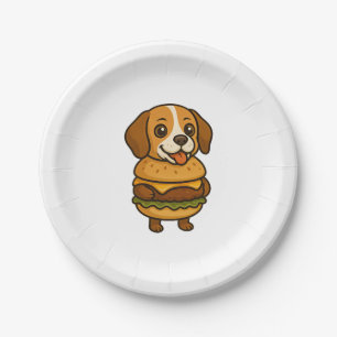 Prato De Papel Beagle Engraçado com Hambúrguer Criatura Mítica En