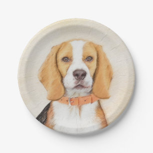 Prato De Papel Beagle Hound Dog Painting Original Animal Art