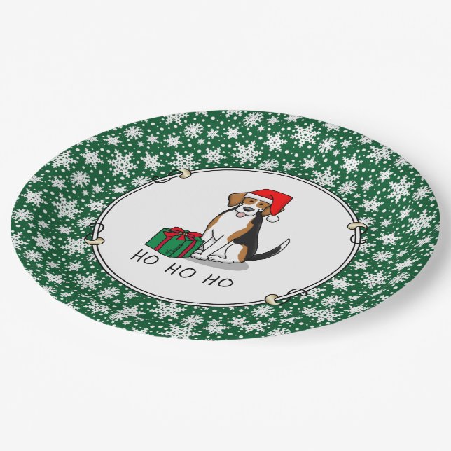 Prato De Papel Beagle Natal Santa Hat (triz cor 3) (Inclinado)