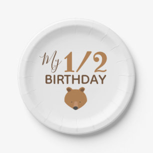 Prato De Papel Bear Baby Half Birthday