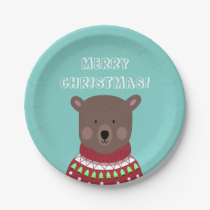 Prato De Papel Bear Natal