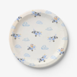 Prato De Papel Bearly Wait Baby Shower Flying Bear & Cloud