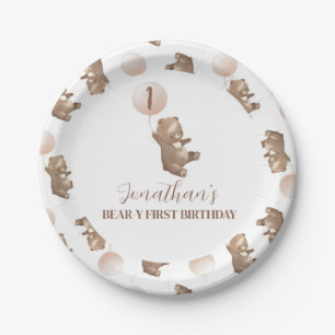 Prato De Papel Beary First Birthday Paper Plate
