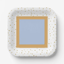 Bebê Azul Dourado Ginkgo Folha Chá de fraldas Quad