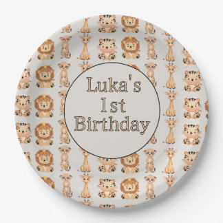 Prato De Papel Bebê Caçari Animais