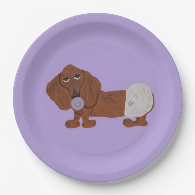 Prato De Papel Bebê Dachshund (Frente)