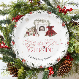 Prato De Papel Bebê é frio fora do Chá de fraldas de Natal