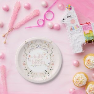 Prato De Papel Bebê em Blogueiro Vestido Chá de fraldas Rosa