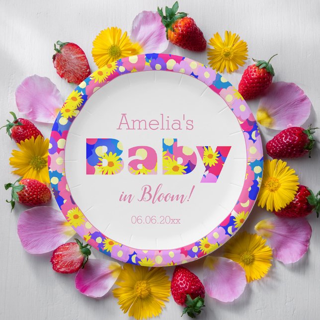 Prato De Papel Bebê em Chá de fraldas Rosa Bloqueado (Criador carregado)