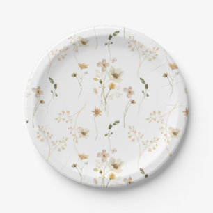 Prato De Papel Bebê em Flor Silvestre Elegante boho Chuvinha de B