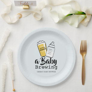 Prato De Papel Bebê está preparando cerveja Mamadeira Azul Chá de