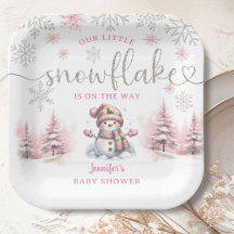 Bebê Floco de Neve Chá de Bebê Menina Papel Rosa