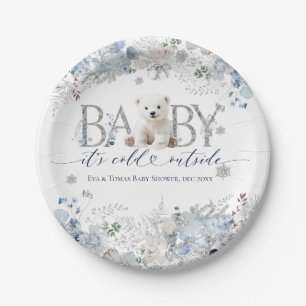 Prato De Papel Bebê frio fora Floral e Bear Baby Boy Chá