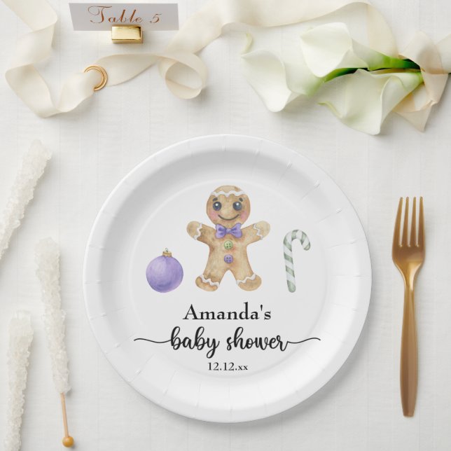Prato De Papel Bebê homem de biscoito de gengibre shower (Casamento)