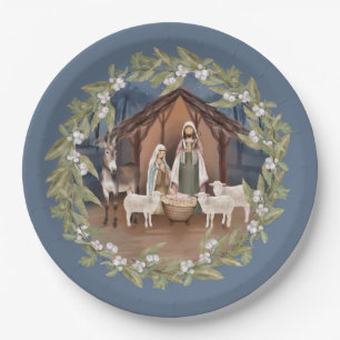 Prato De Papel Bebê Jesus na Natividade Manger