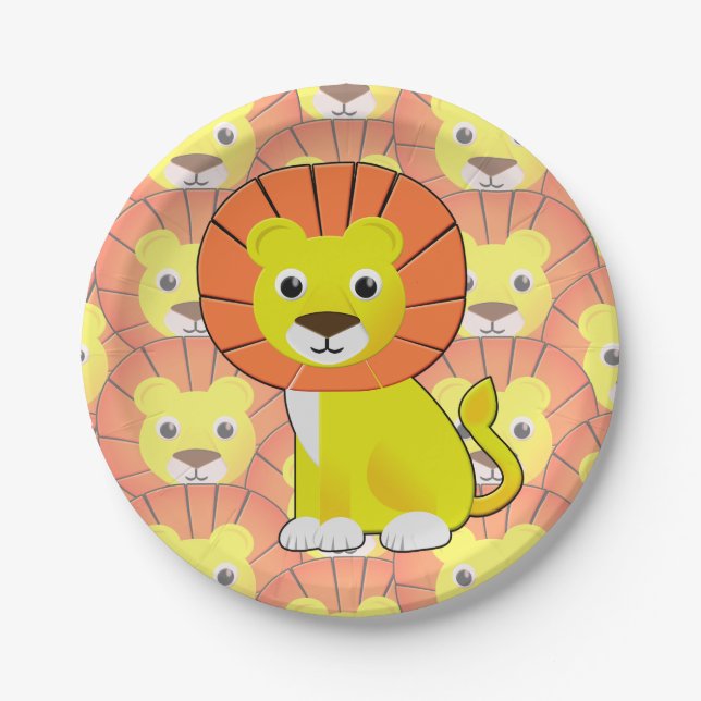 Prato De Papel Bebê Leão Fofo Estampa Total (Frente)