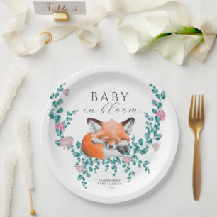 Prato De Papel Bebê no Bloom Woodland Fox Greenerescer Chá de fra