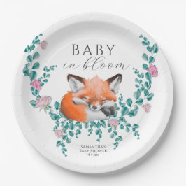 Prato De Papel Bebê no Bloom Woodland Fox Greenerescer Chá de fra