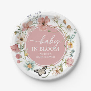 Prato De Papel Bebê no Chá de fraldas de flor selvagem de Bloom